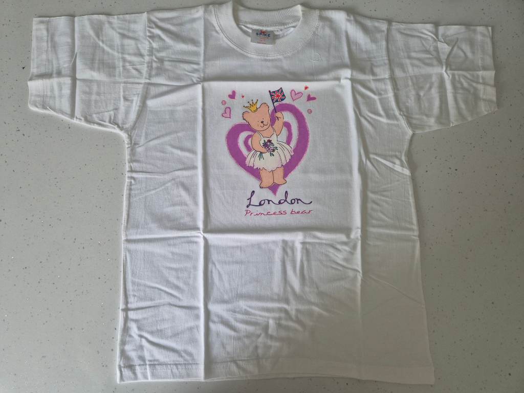 White Princess - London Bear 100% Cotton T Shirt Childs 7-8 Years