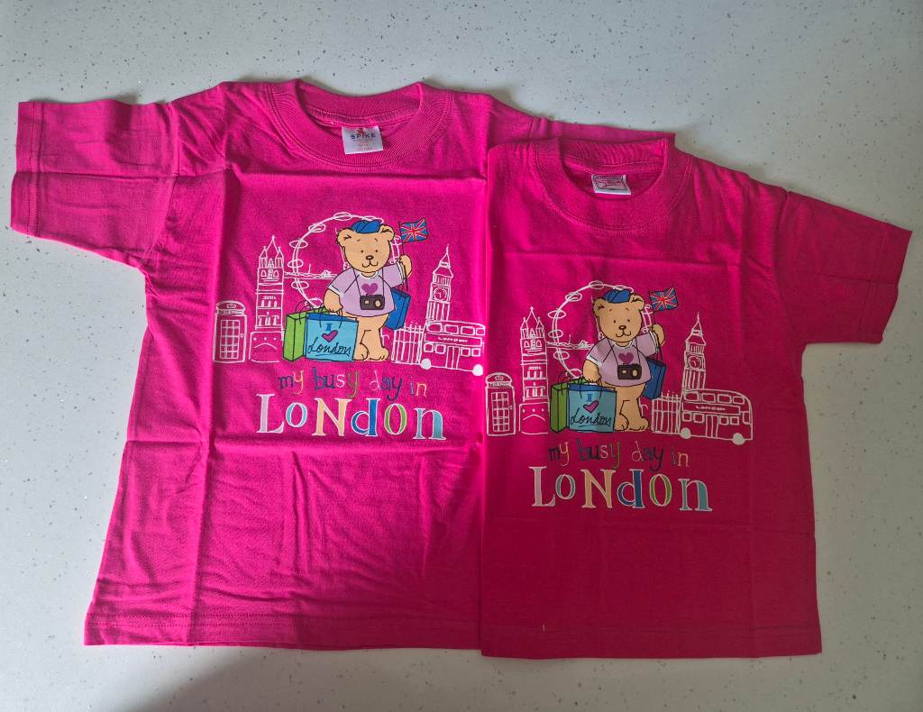 Duo of Kids Pink London Short Sleeve Tees - 100% Cotton
