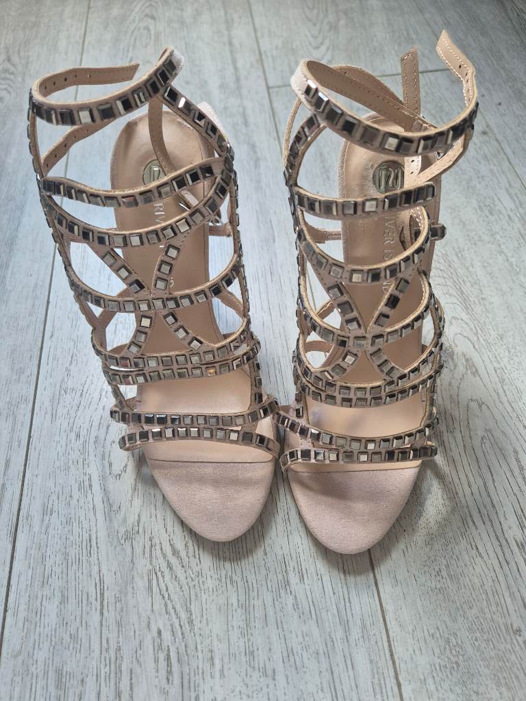 River Island Dusty Pink Cage High Heels Size 6 - EU39