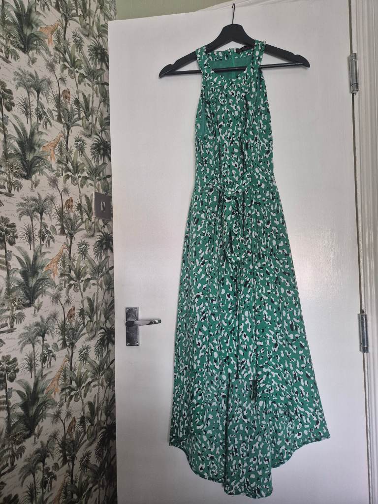 Tenki Green Animal Print Rise and Fall Occassion Dress