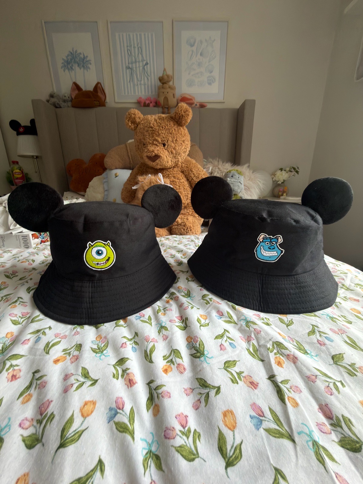 2 x Disney Monsters Inc Sully and Mike Wazowski bucket hat set