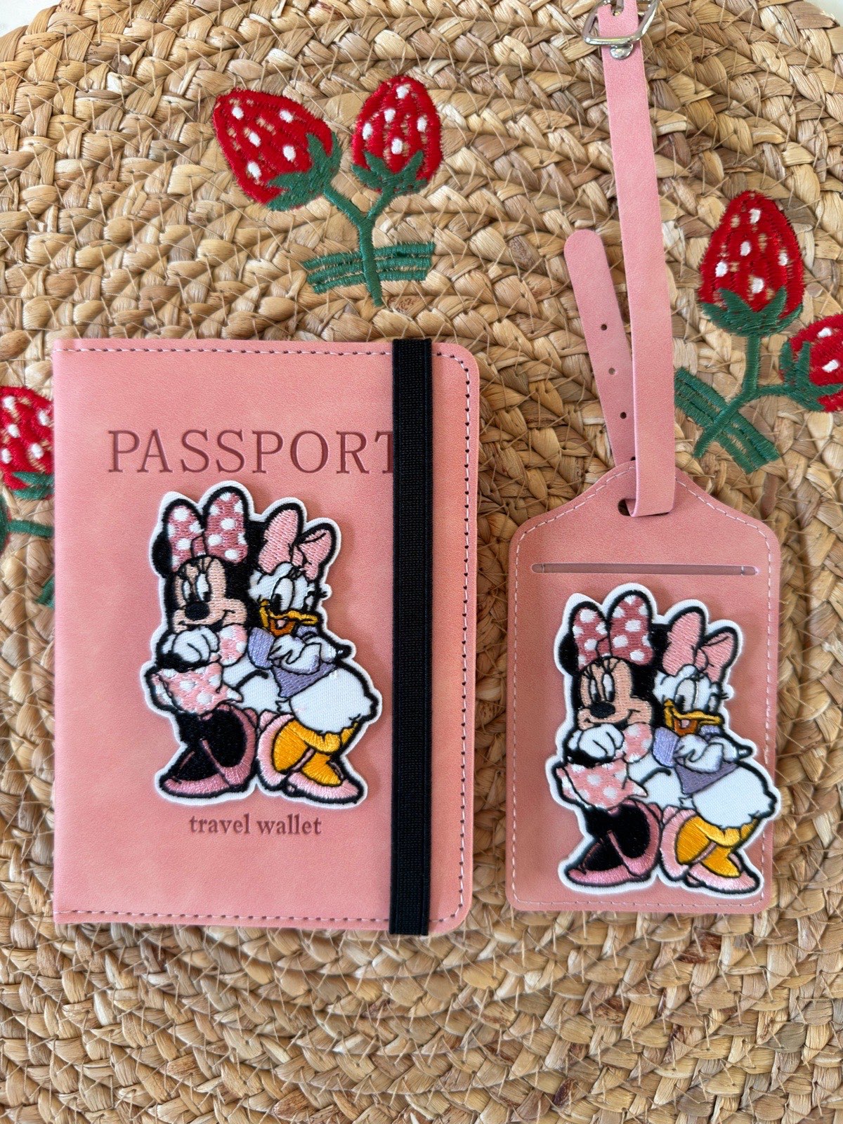 Disney Daisy Duck and Minnie Mouse luggage tag and passport cover set