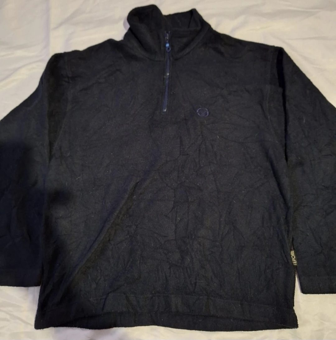 Vintage Sergio Tacchini Half Zip Fleece Jumper in navy size small