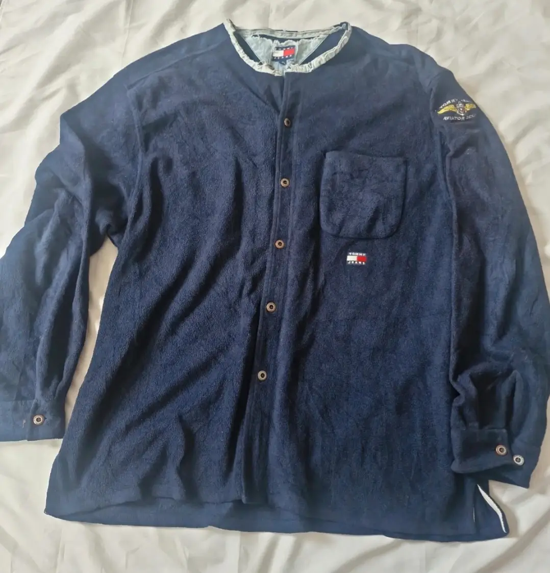 Tommy Hilfiger aviater denim fleece jacket size xl good condition