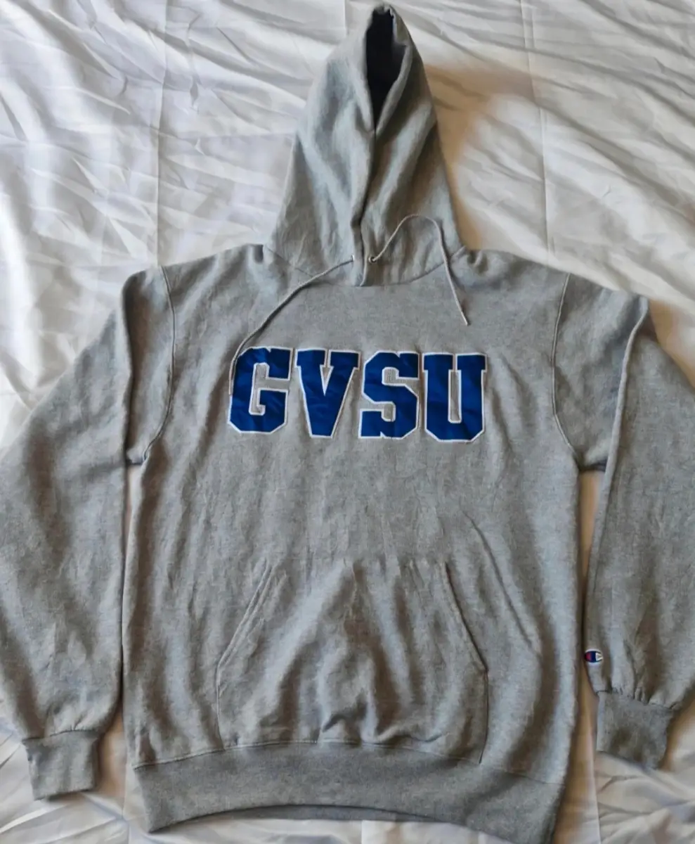 Champion mens grey grand valley state university hoodie size medium good condition