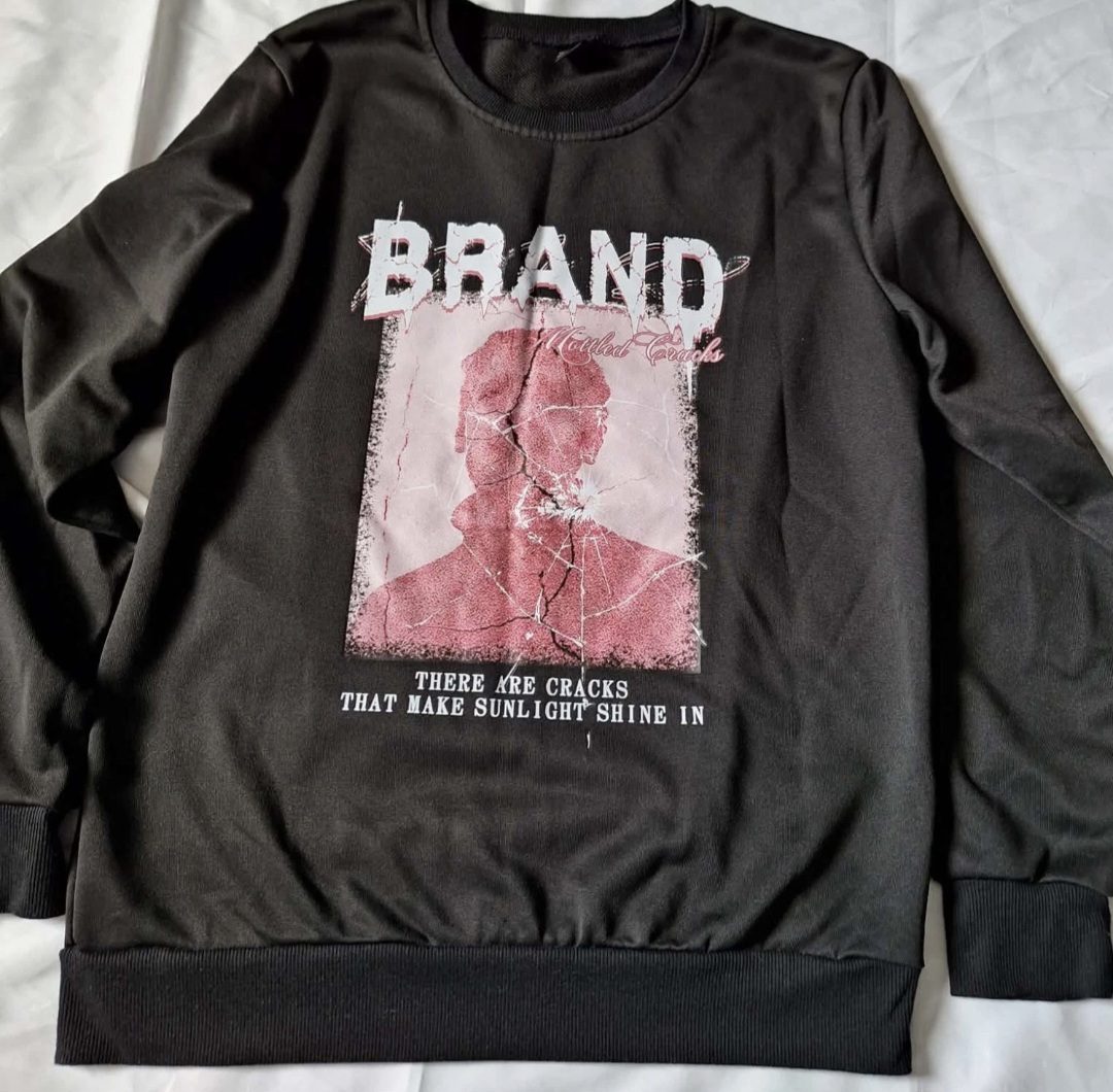 Manfinity black mens printed jumper size small