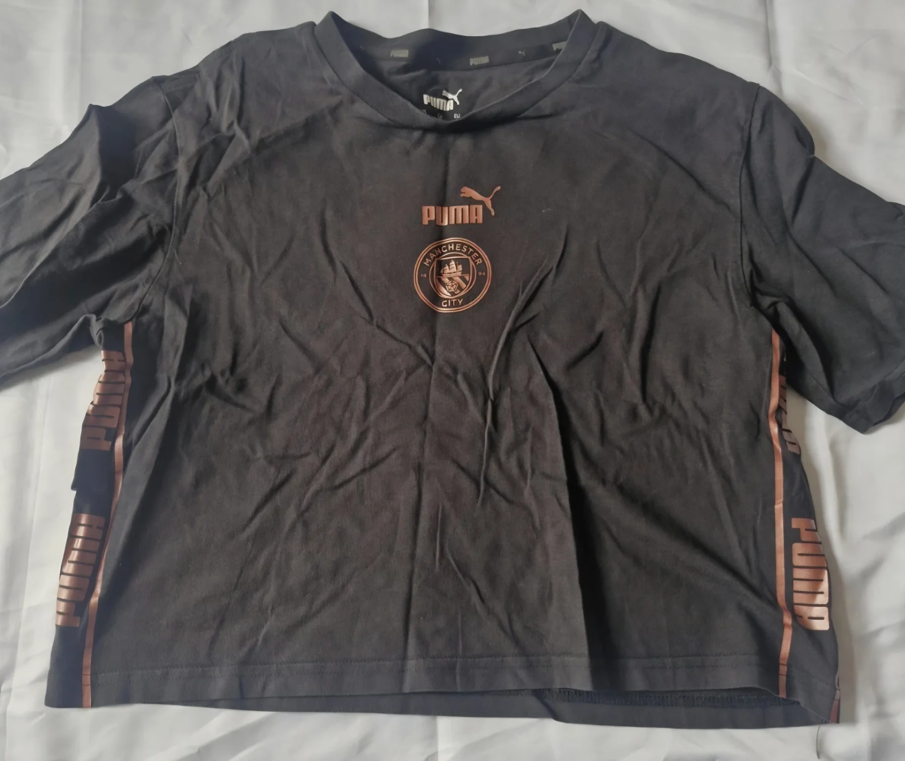 Puma ladies manchester city crop black and bronze top size small