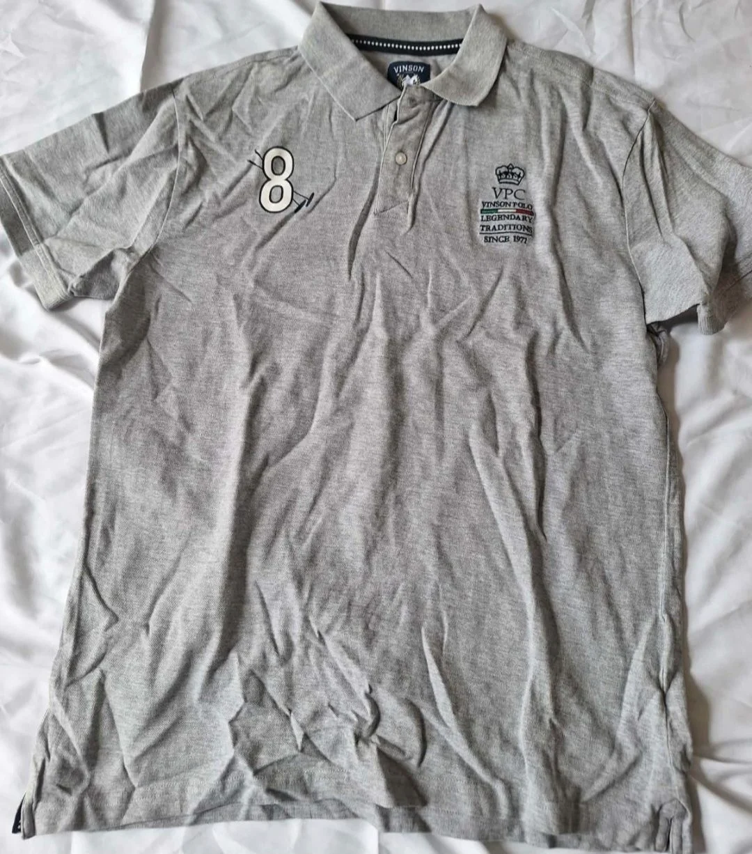 Grey Vinson Polo Club Short Sleeve Polo Shirt - Size XXL