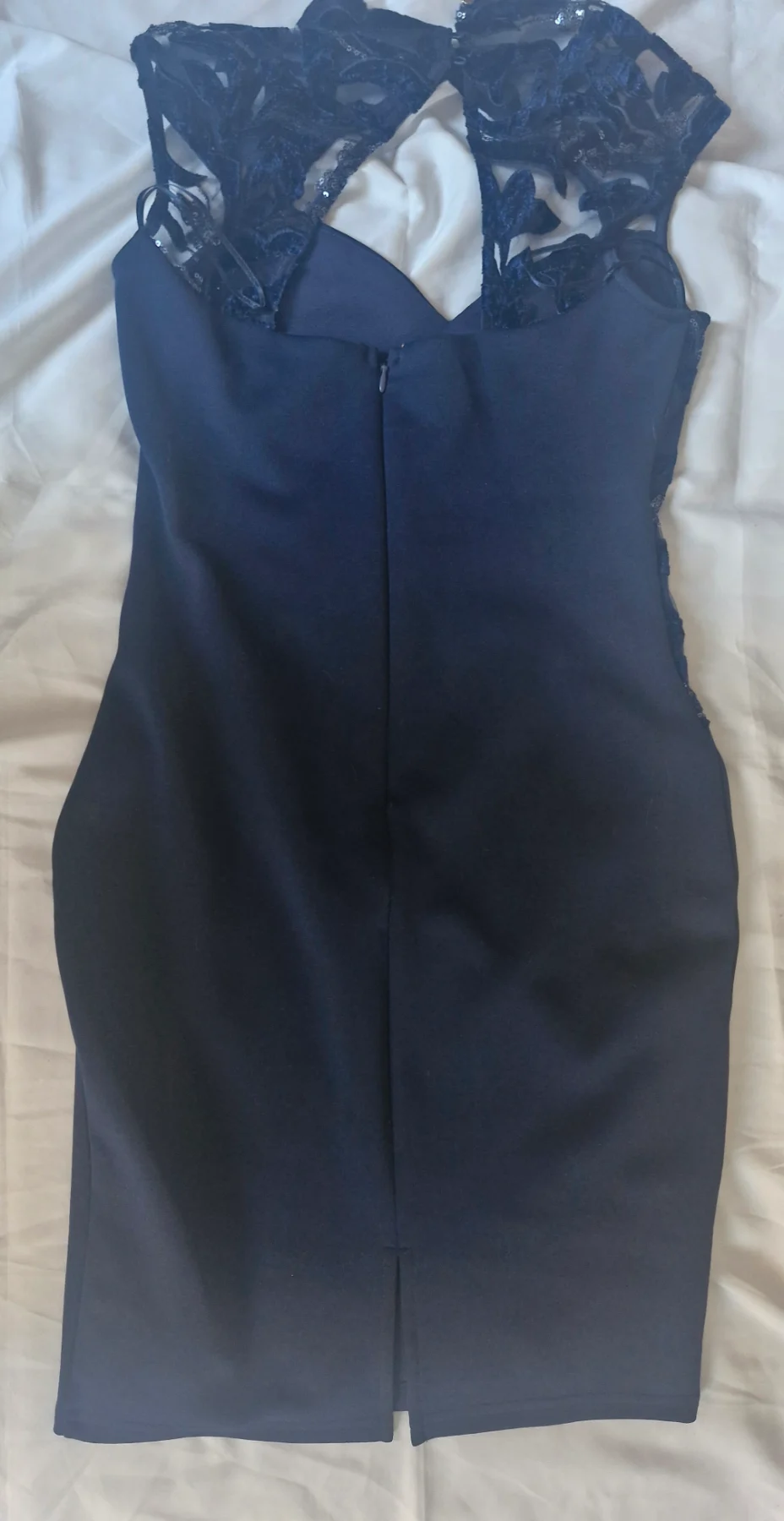 Lipsy London Michelle Keegan Navy Sequin Lace Bodycon Dress UK 12