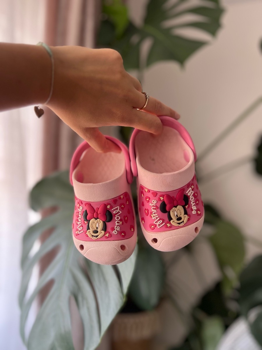 Minnie Mouse Crocs Style Clogs Size 22 UK 5 Pink Girls Summer Shoes
