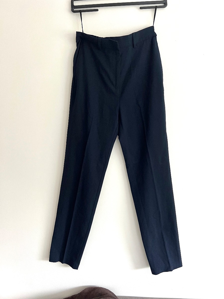 M&S Navy Smart Trousers UK 6 Regular Office Tapered Crease