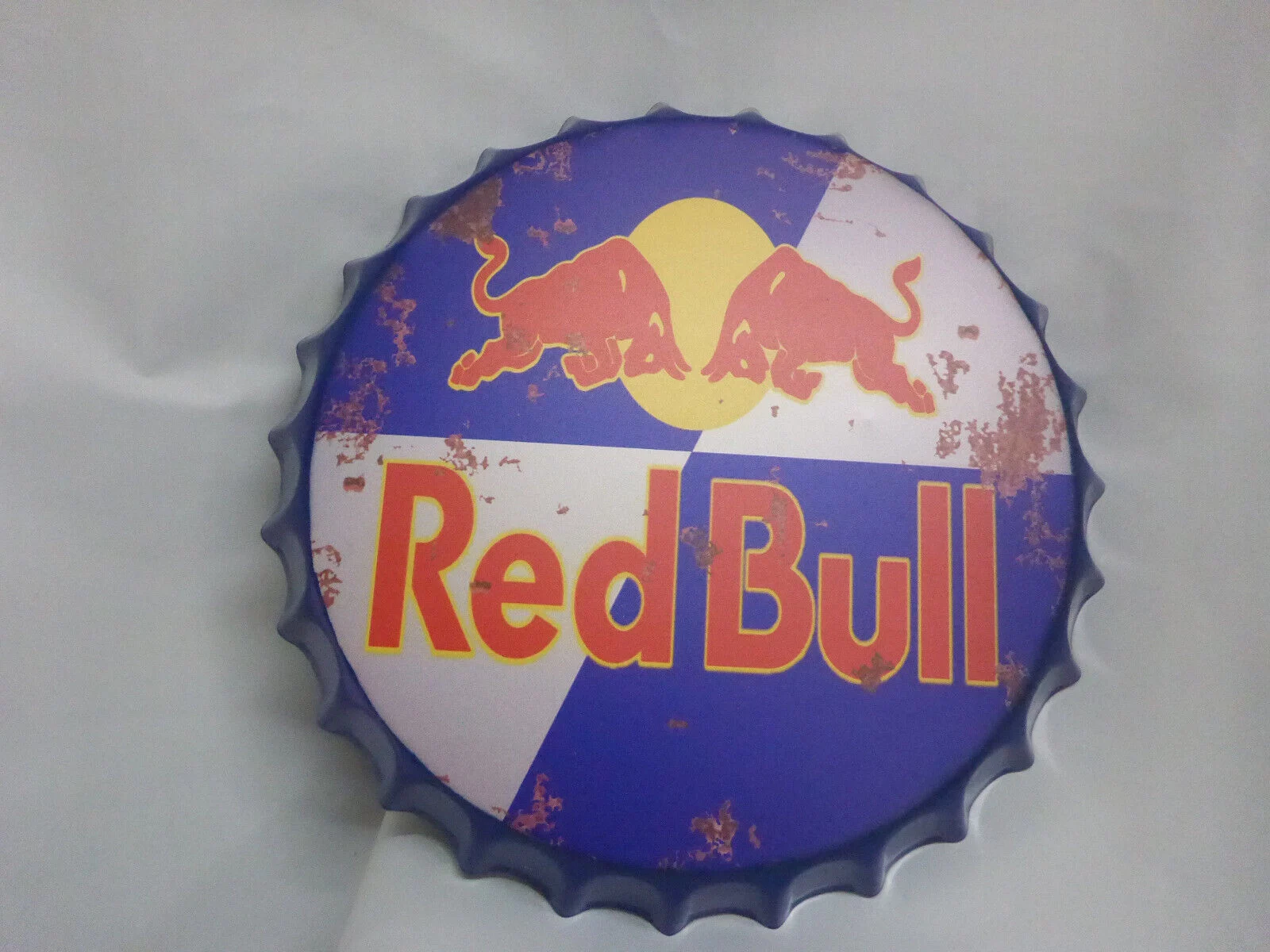 Red Bull Blue Beer Bottle‑Cap Style Metal Wall Sign Vintage Retro Bar Decor 40cm