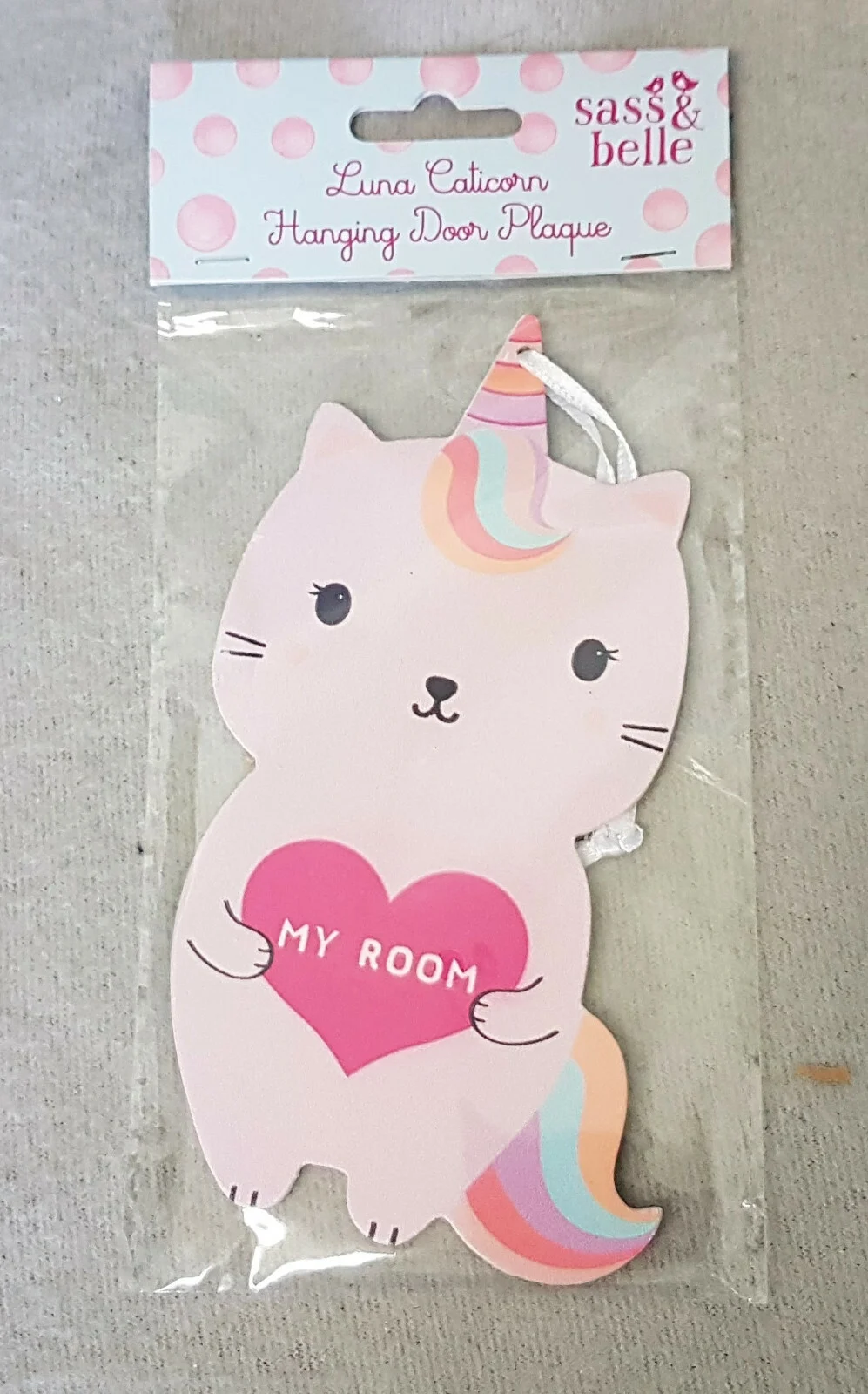 Sass & Belle Luna Caticorn Cat Unicorn My Room Hanging Sign