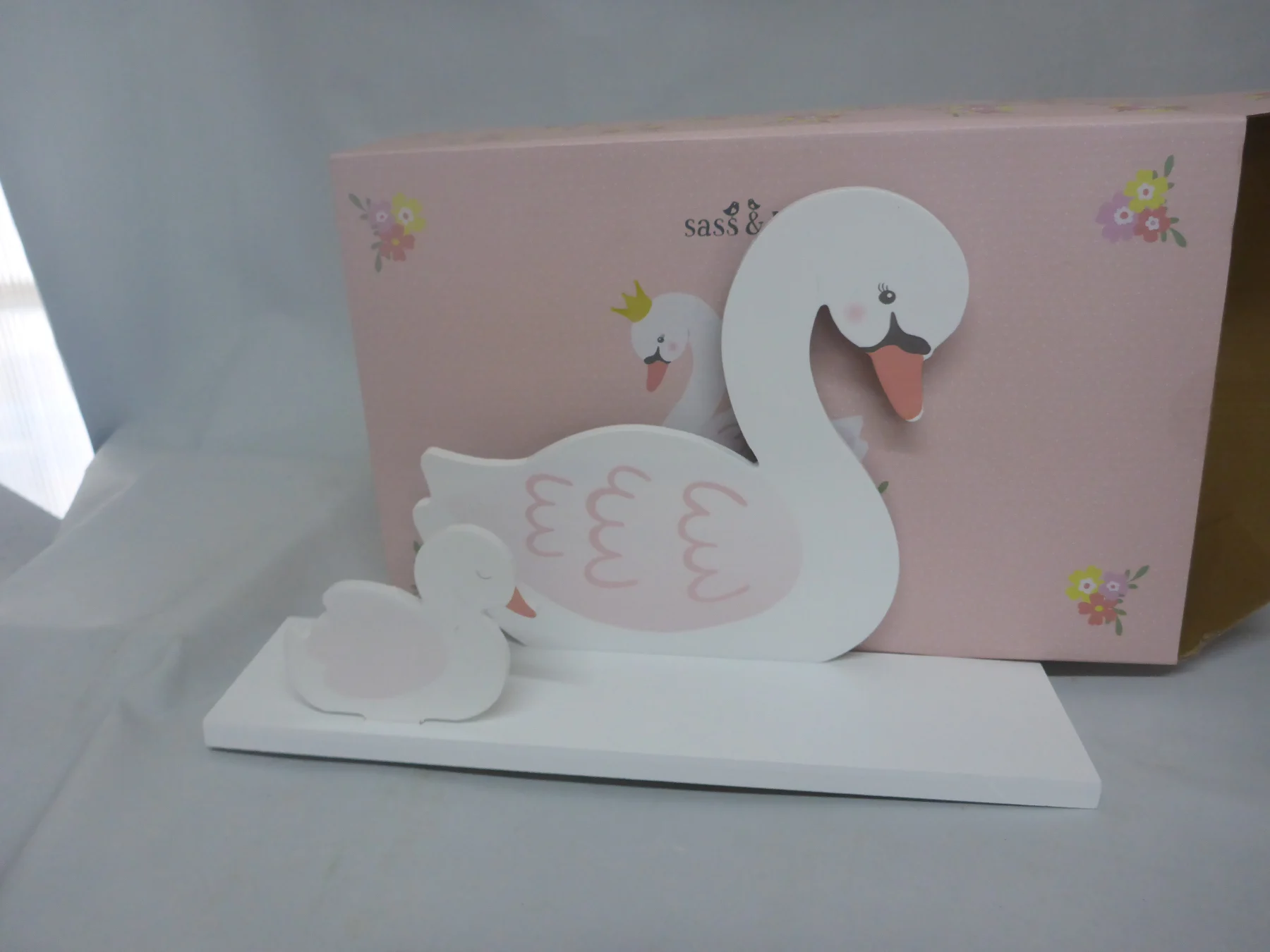 Sass & Belle Freya Swan Shelf | Mum & Baby Swan Design | MDF Wall Display