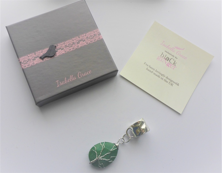 Isabella Grace x Black Ginger Tree of Life Scarf Jewellery Twisted Jade Green Pendant Gift Boxed