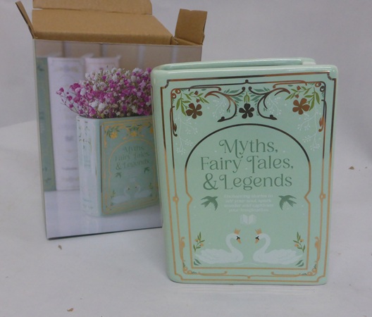 Something Different Book Shaped 3D Ceramic Flower Vase Green Myths, Fairy Tales & Legends