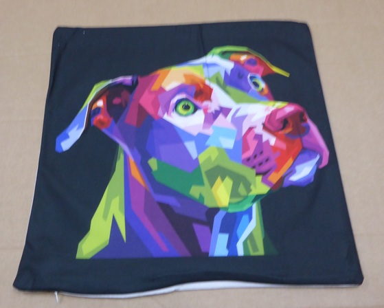 Staffordshire Bull Terrier Black Background Square Cushion Cover By Kozzy