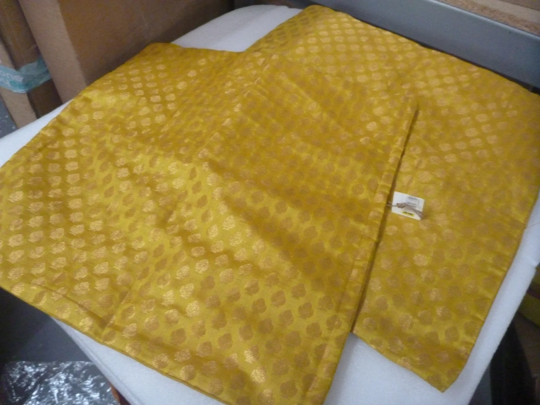 Shared Earth Brocade Cushion Cover Yellow 40 x 40cm Set 2