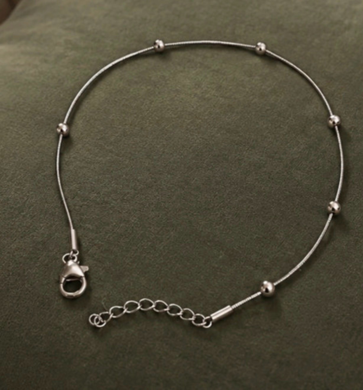 Stainless Steel Silver Beaded Choker Necklace – Minimalist Dainty Chain Jewellery Adjustable