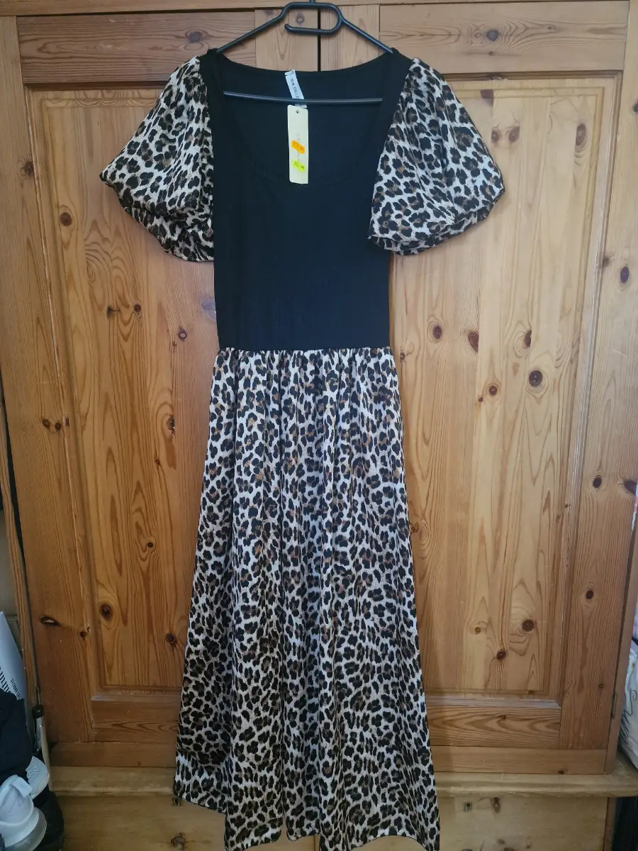 Black leopard dress