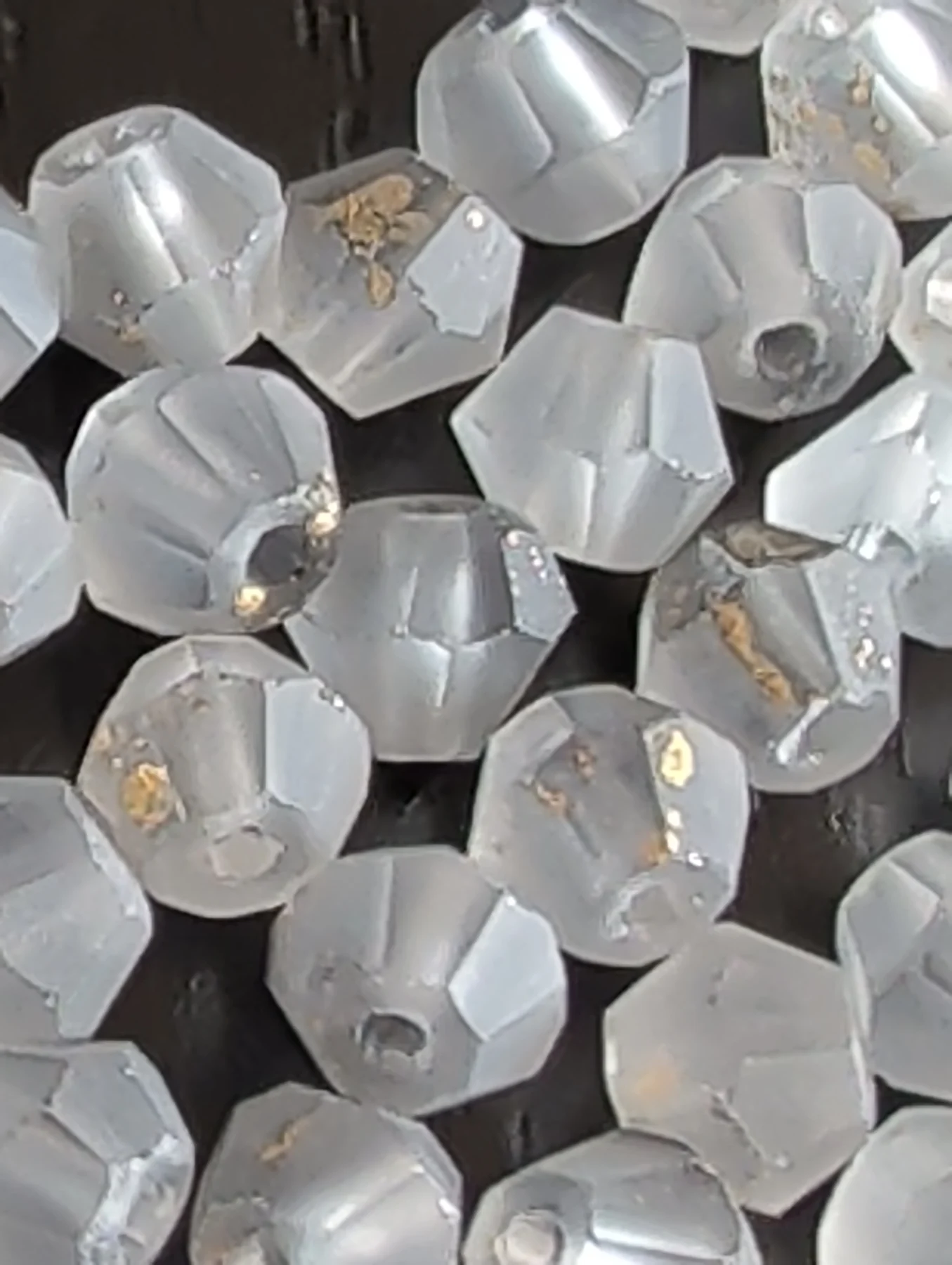 100 Grey Gold Frosted Glass Bicone Beads Size 4mm