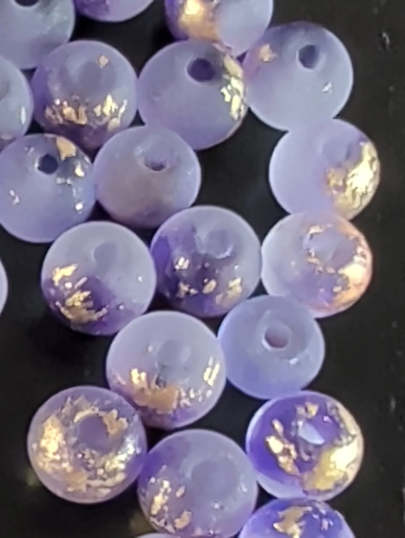 100 Purple Gold Frosted Glass Beads Size 4mm