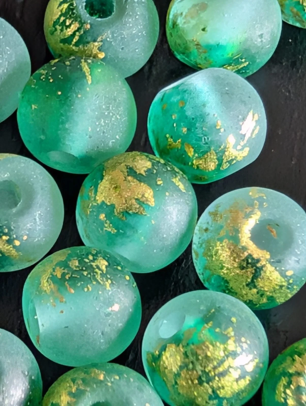 100 Green Gold Round Frosted Glass Beads Size 4mm