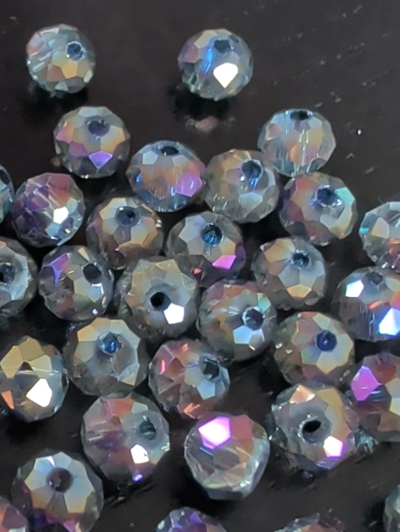 75 x Purple Multi Coloured Glass Faceted Beads Size 6mm