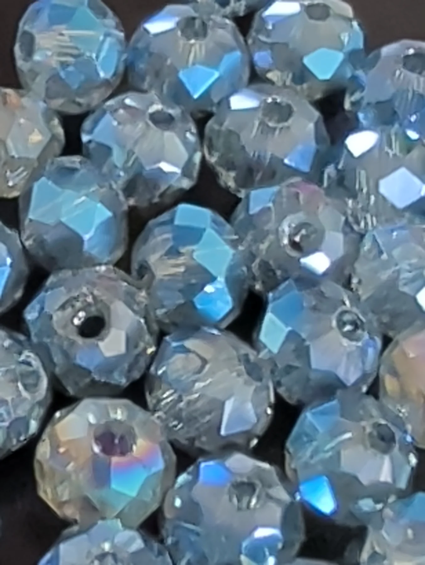 75 x Blue Grey Glass Faceted Beads Size 6mm