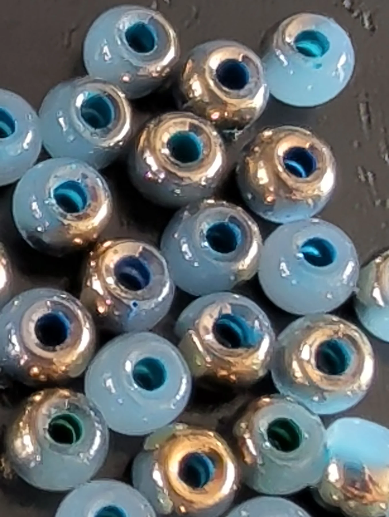 100 Sea Blue Gold Glass Beads Size 4mm