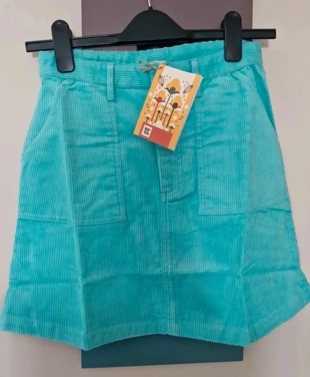 Lucy & Yak cord turquoise blue organic cotton mini skirt size 8 New with tag