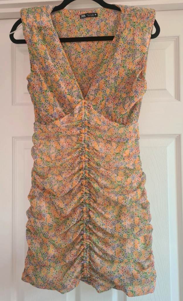 Zara Sleeveless Rouched Dress Size Small
