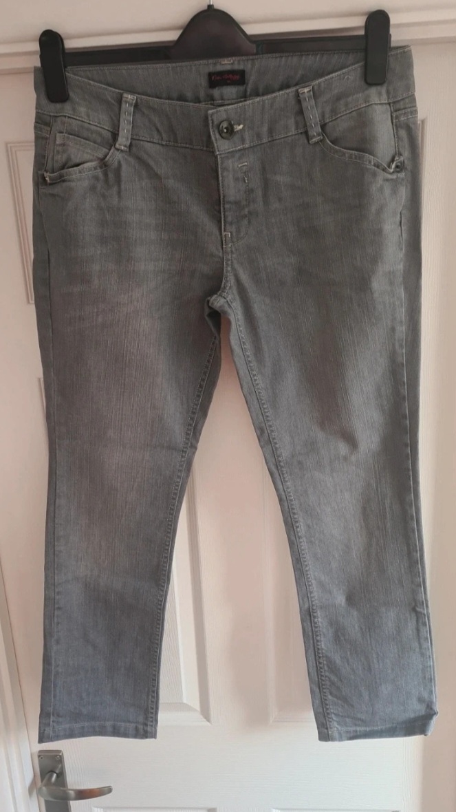 Miss Selfridge Light Grey Jeans Size 16 SHORT