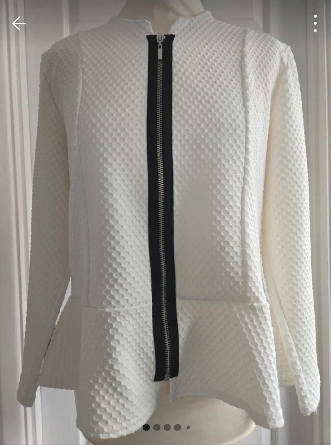 River Island white/black peplum jacket size 16