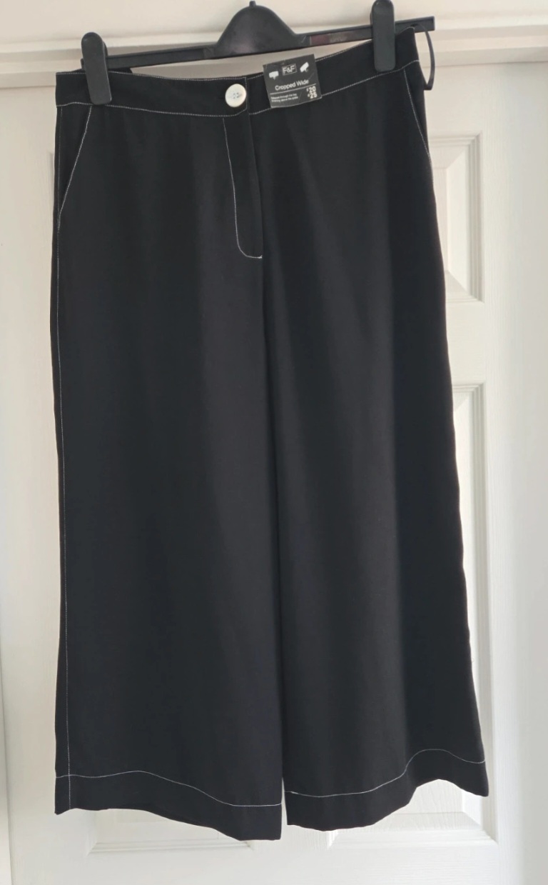 F&F Cropped Wide Leg Trousers Size 14
