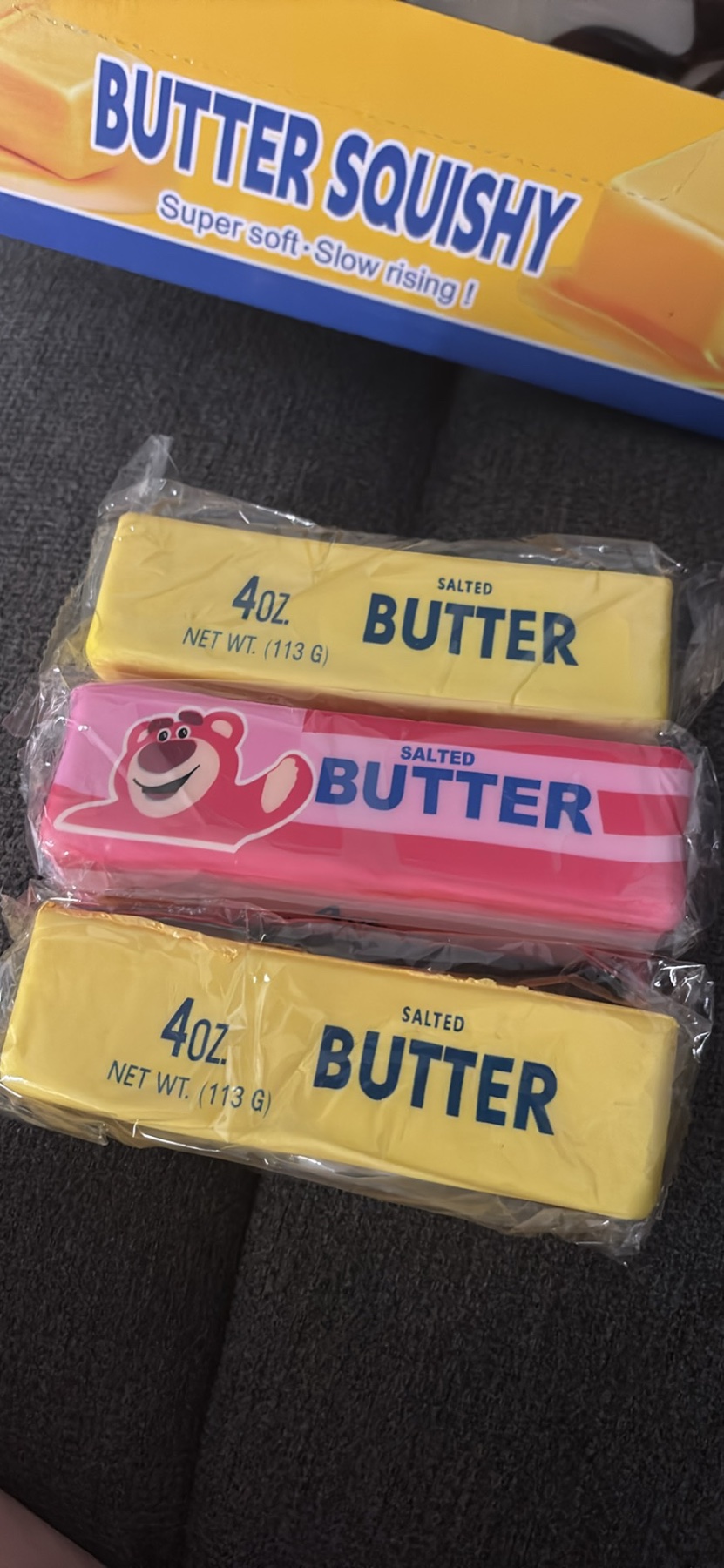 3 butter squishy toys