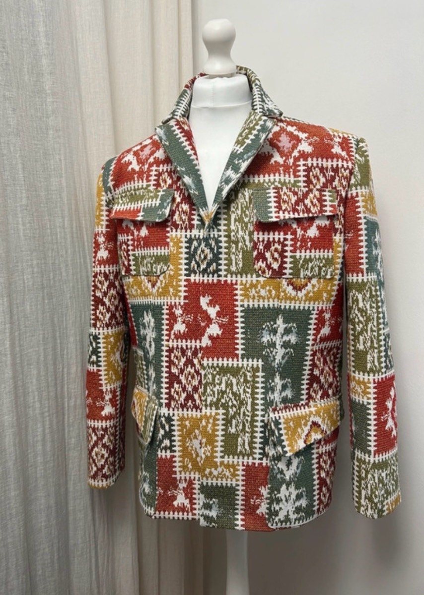 Handmade Kilim Patchwork Chenille Tapestry Blazer w/ Magnetic Snaps