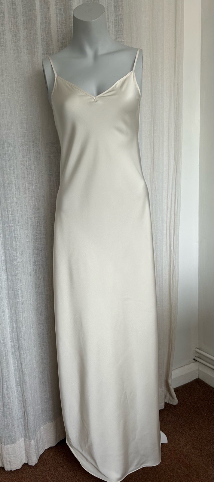 AllSaints Champagne Satin Maxi Slip Dress - Size XS (UK 6)