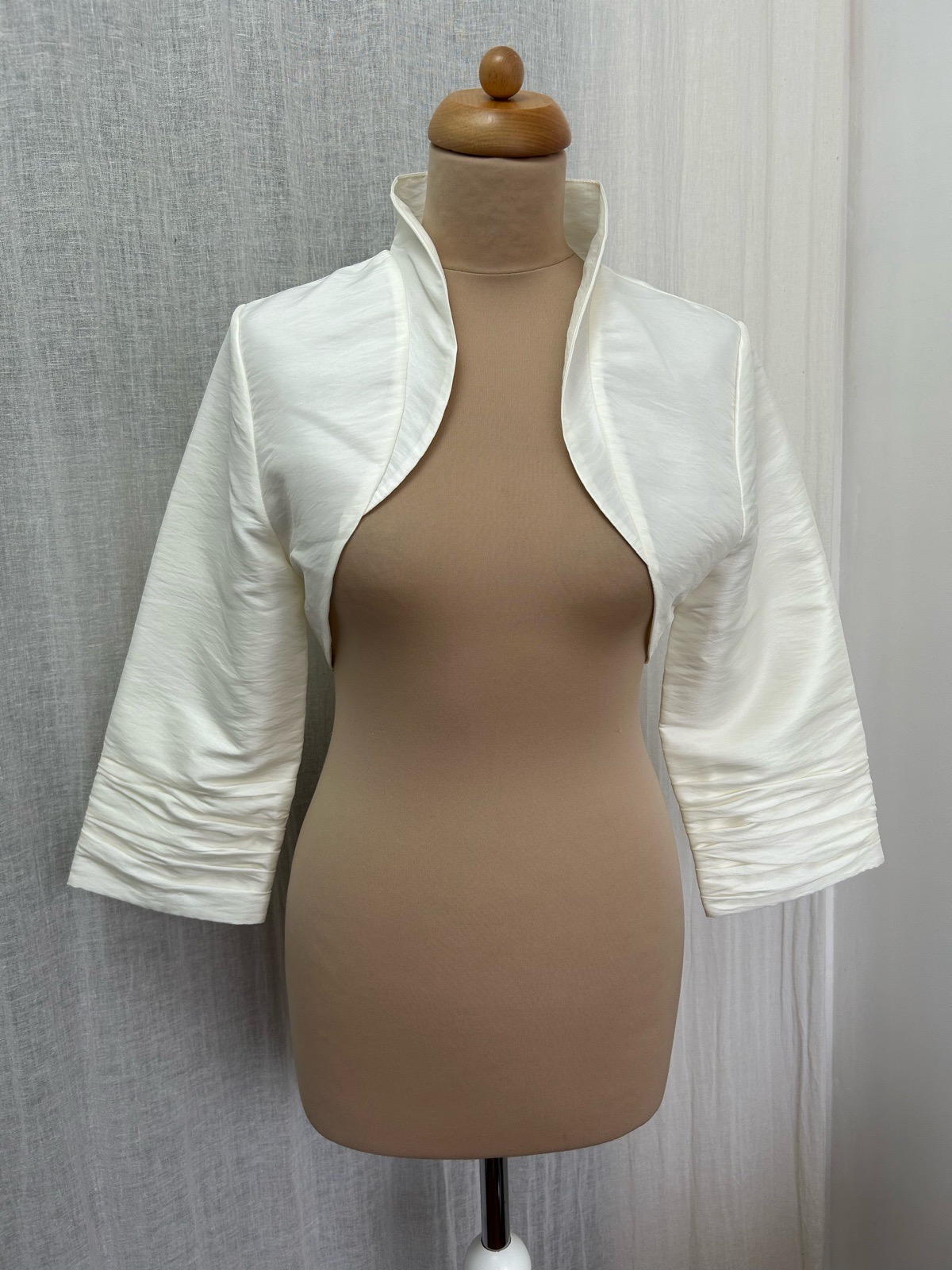 Bridal Ivory Taffeta Bolero Jacket Size 12-14