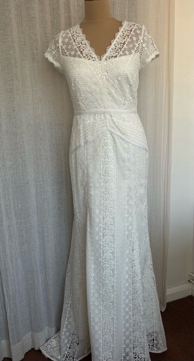Monsoon Bridal Ivory Lace Maxi Wedding Dress UK 10