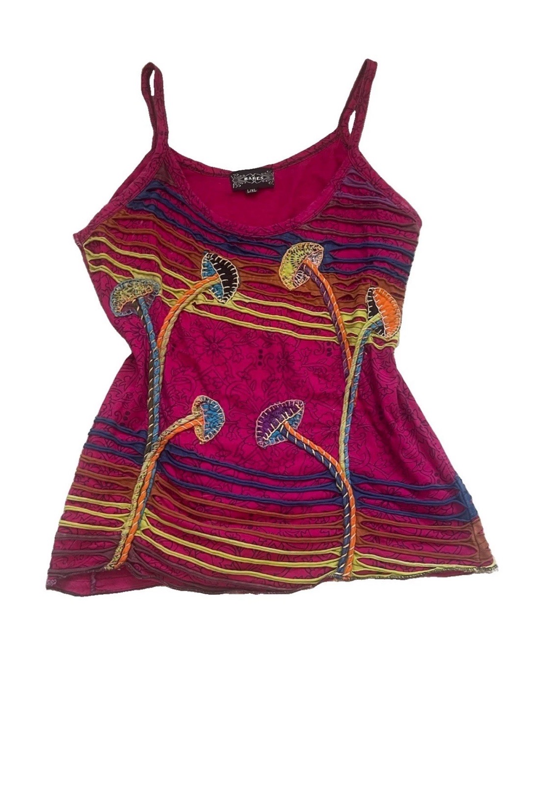 Bares vintage boho/hippy pink cami top size L/XL