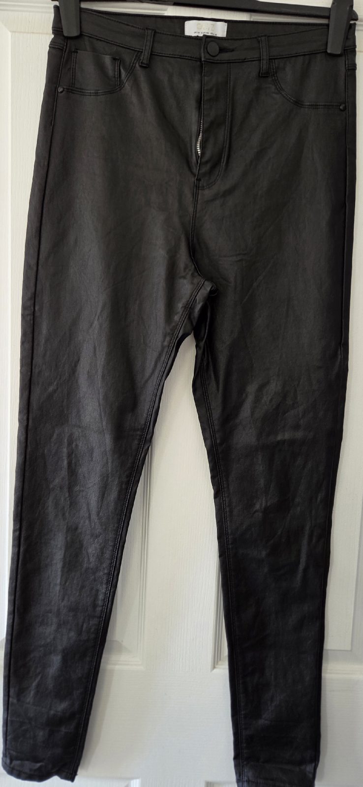 Quiz Black Faux Skinny Leather Trousers Size UK14
