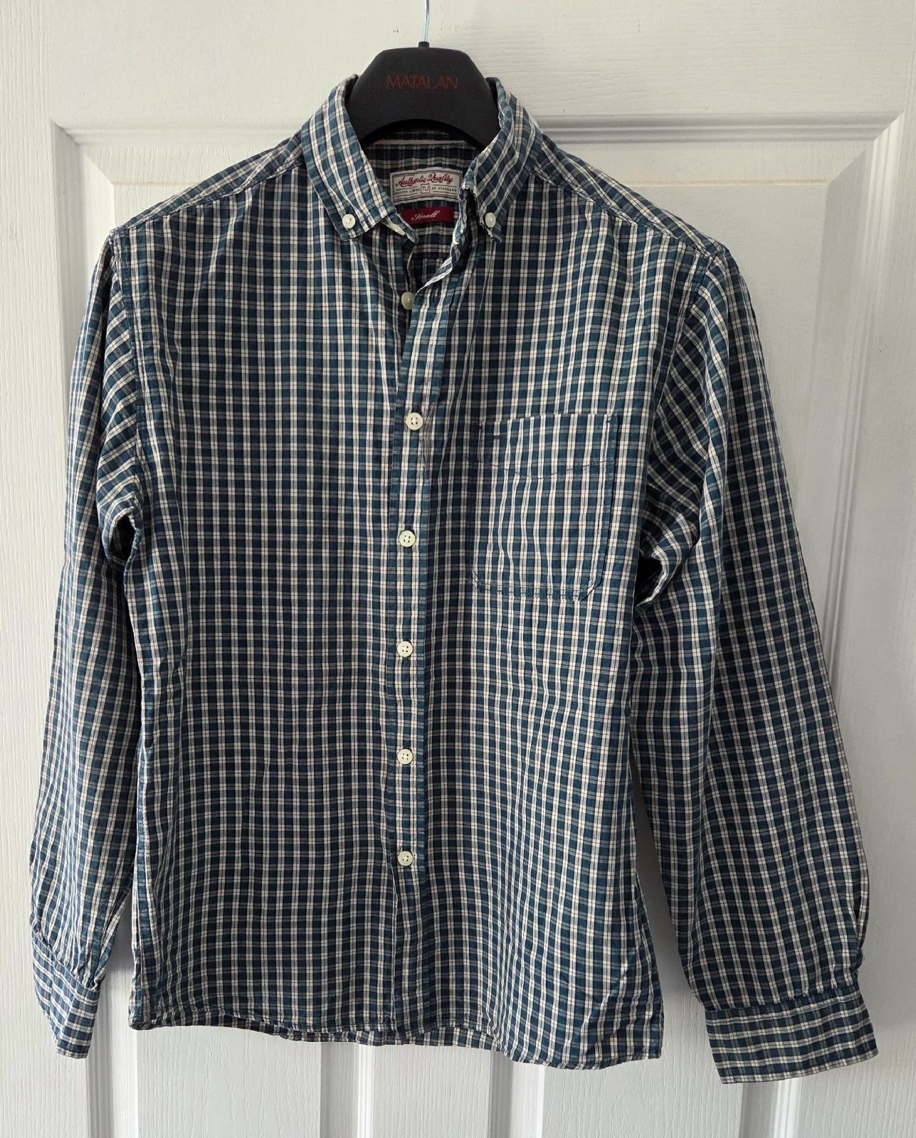 TU Authentic Quality Green & White Check Shirt 100% Cotton Size S