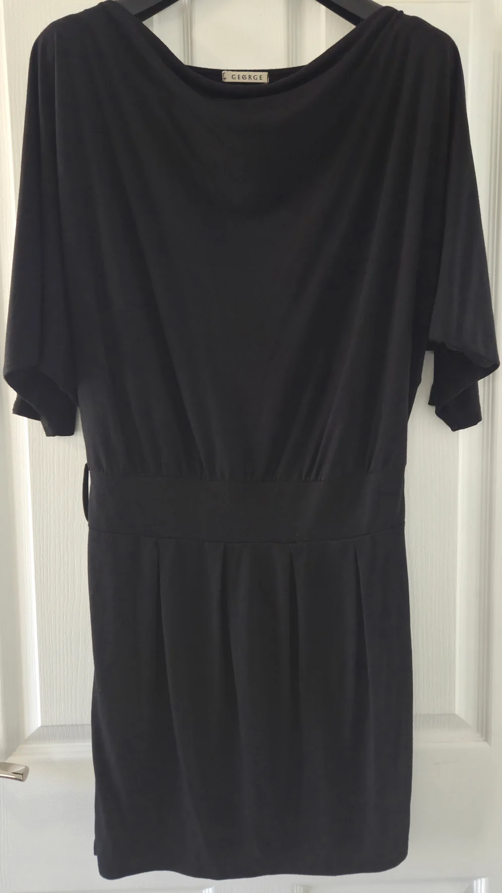 George Black Stretch Dress with Short Batwing Sleeves UK10
