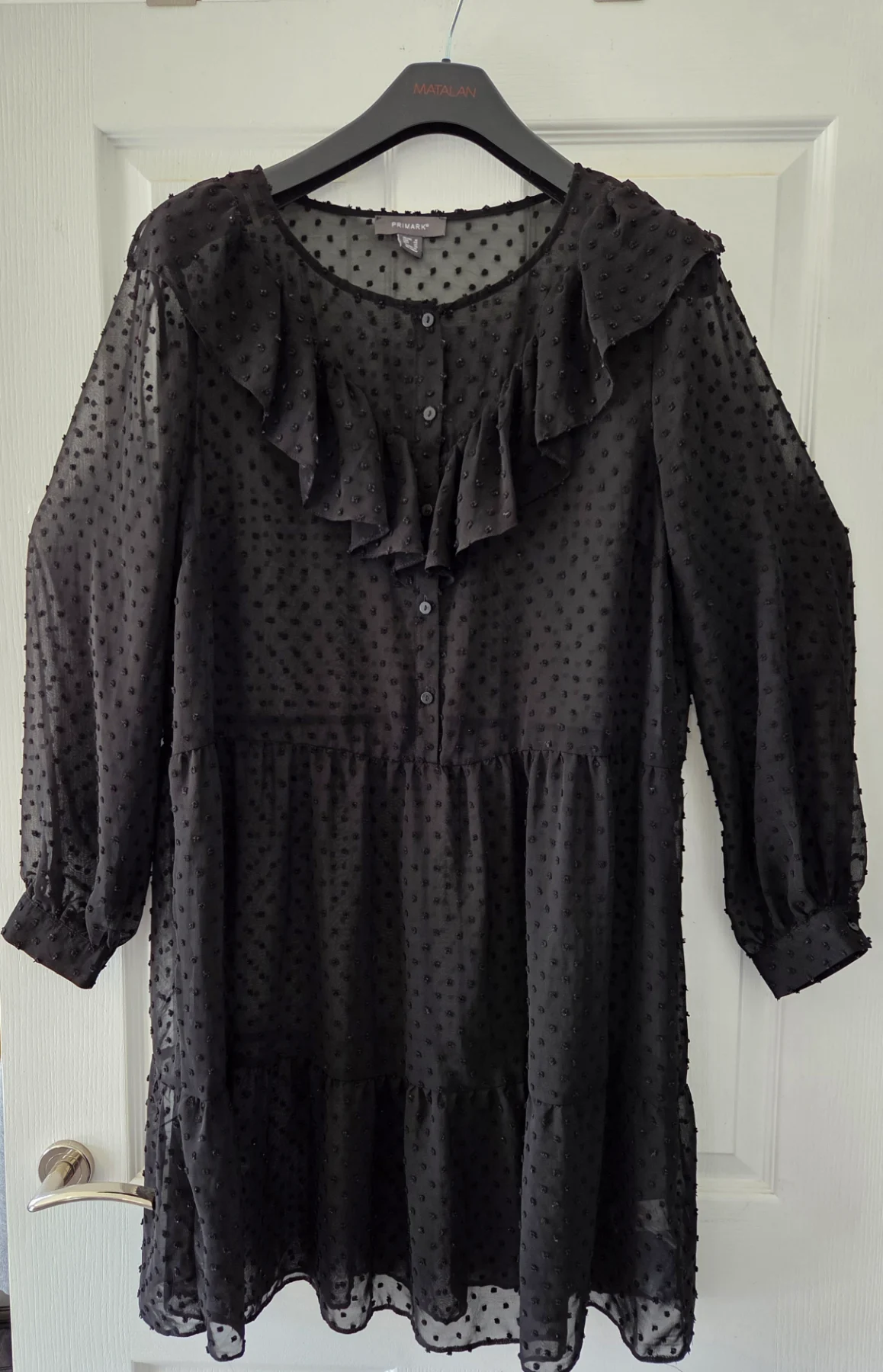 Primark Black Sheer Long Sleeve Dress Size 18