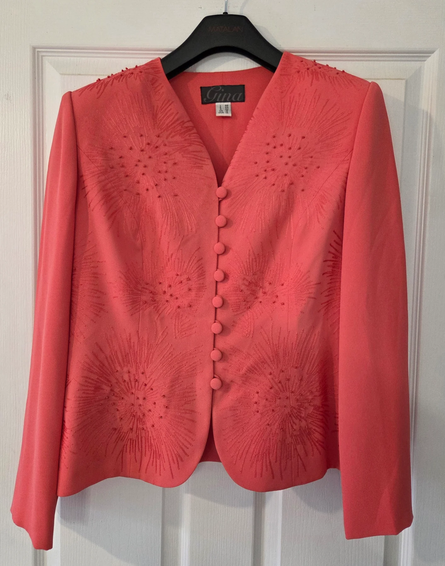 Gina 2 Piece Coral Suit UK16 Skirt & Jacket