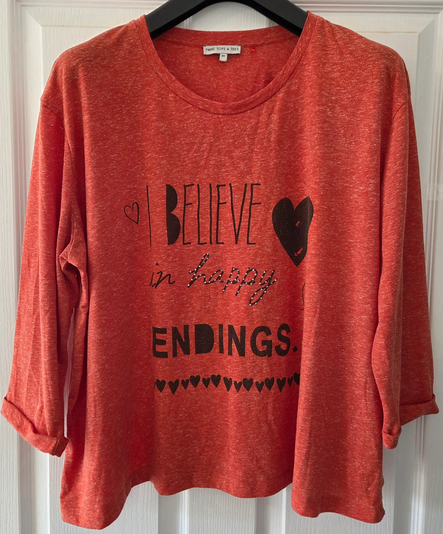 Next Orange 3/4 Sleeve Top/T-shirt Size UK20