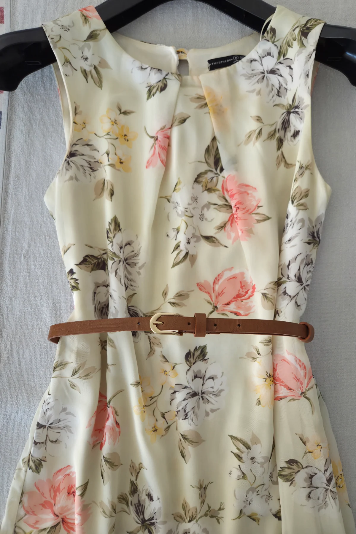 Atmosphere Light Green/Cream Floral Print Sheer Lined Mini Dress UK8