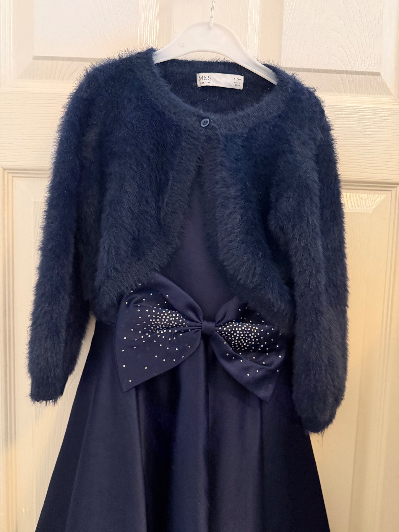 Navy wedding guest/ special occasion dress with cardigan
