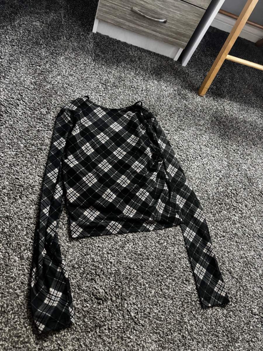 plaid mesh 2 piece top